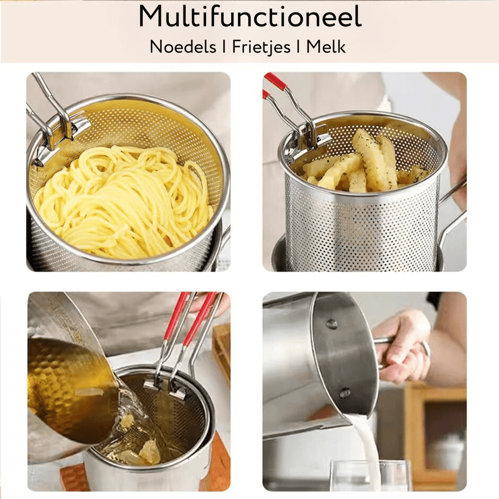 SmartFry Pot - Stainless steel deep fryer with anti-scald handle & oil-saving design