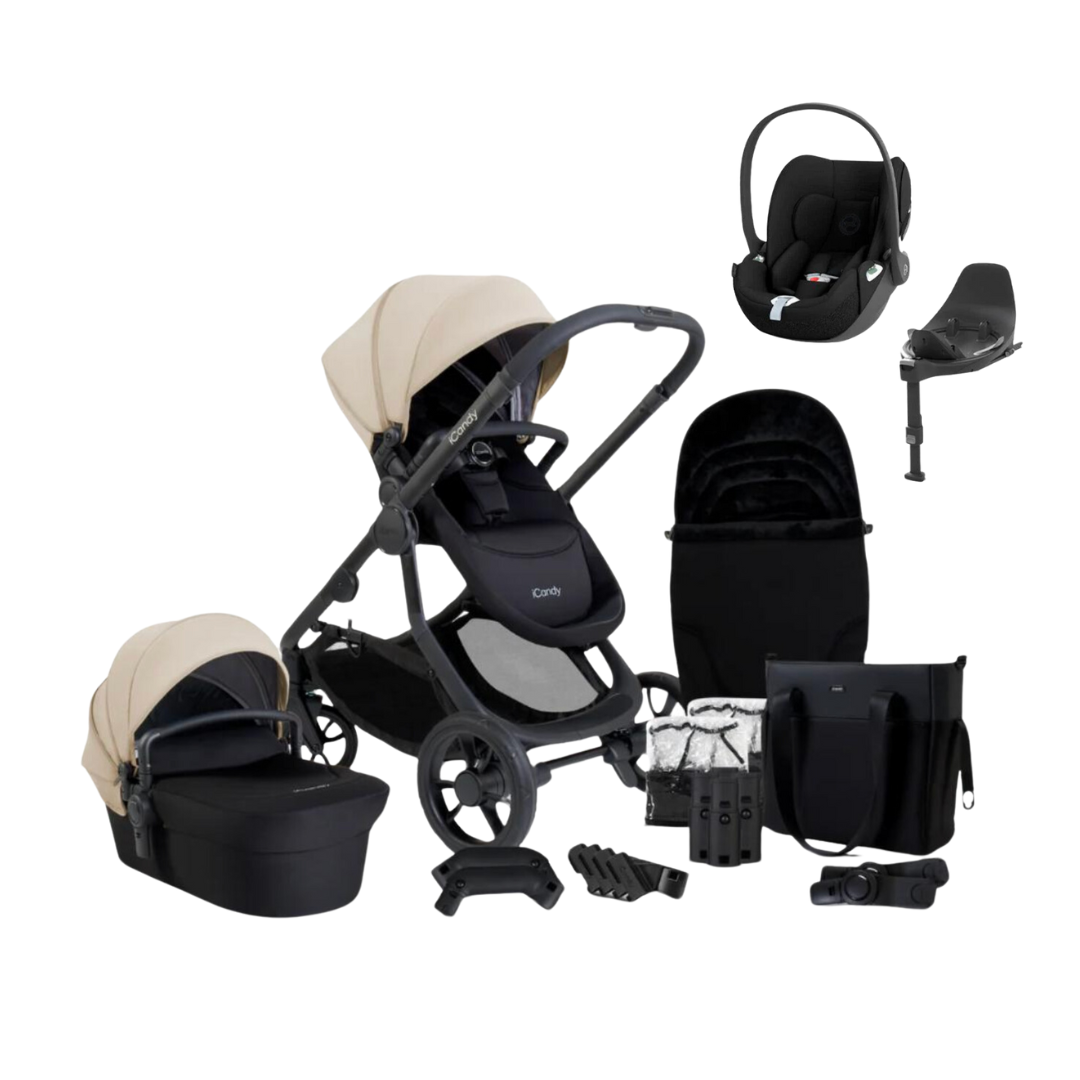 iCandy Orange 4 Pushchair & Cybex Cloud T Bundle | Latte on Black