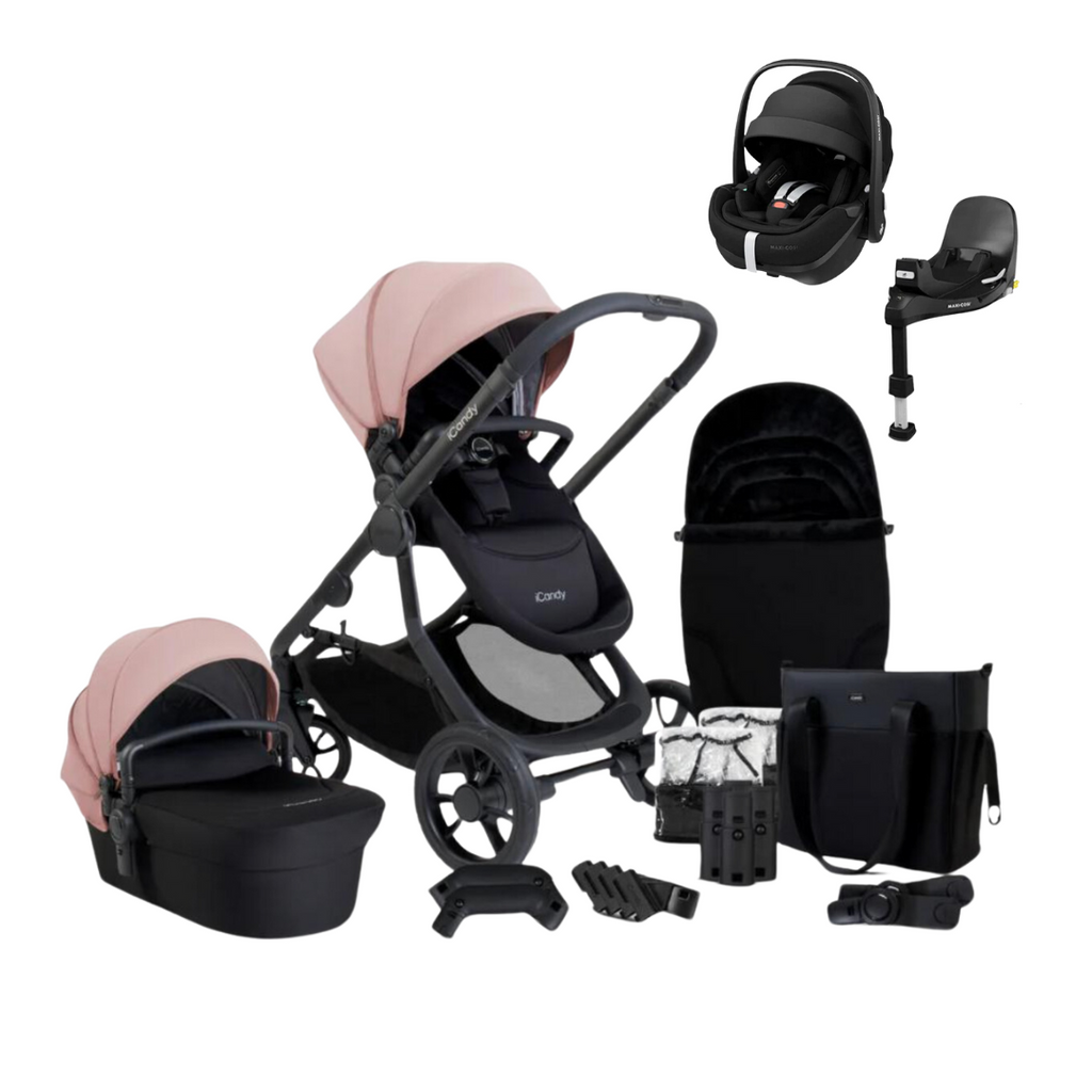 iCandy Orange 4 Pushchair & Maxi Cosi Pebble 360 Pro2 Bundle | Rose on Black