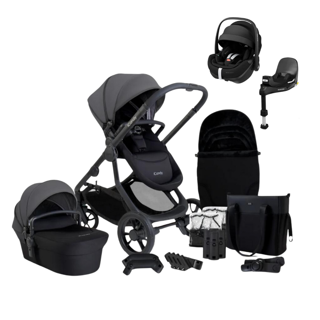 iCandy Orange 4 Pushchair & Maxi Cosi Pebble 360 Pro2 Bundle | Fossil on Black