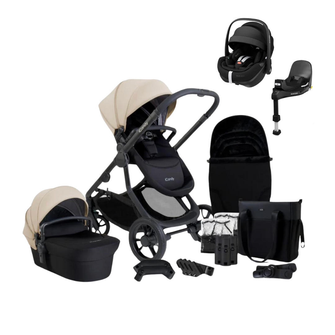 iCandy Orange 4 Pushchair & Maxi Cosi Pebble 360 Pro2 Bundle | Latte on Black