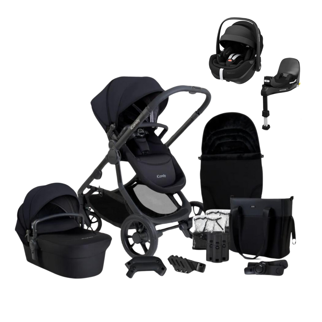 iCandy Orange 4 Pushchair & Maxi Cosi Pebble 360 Pro2 Bundle | Black Edition