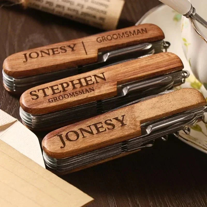 BARRELON – Personalized wooden waiter corkscrew with engraving, rosewood handle & integrated knife