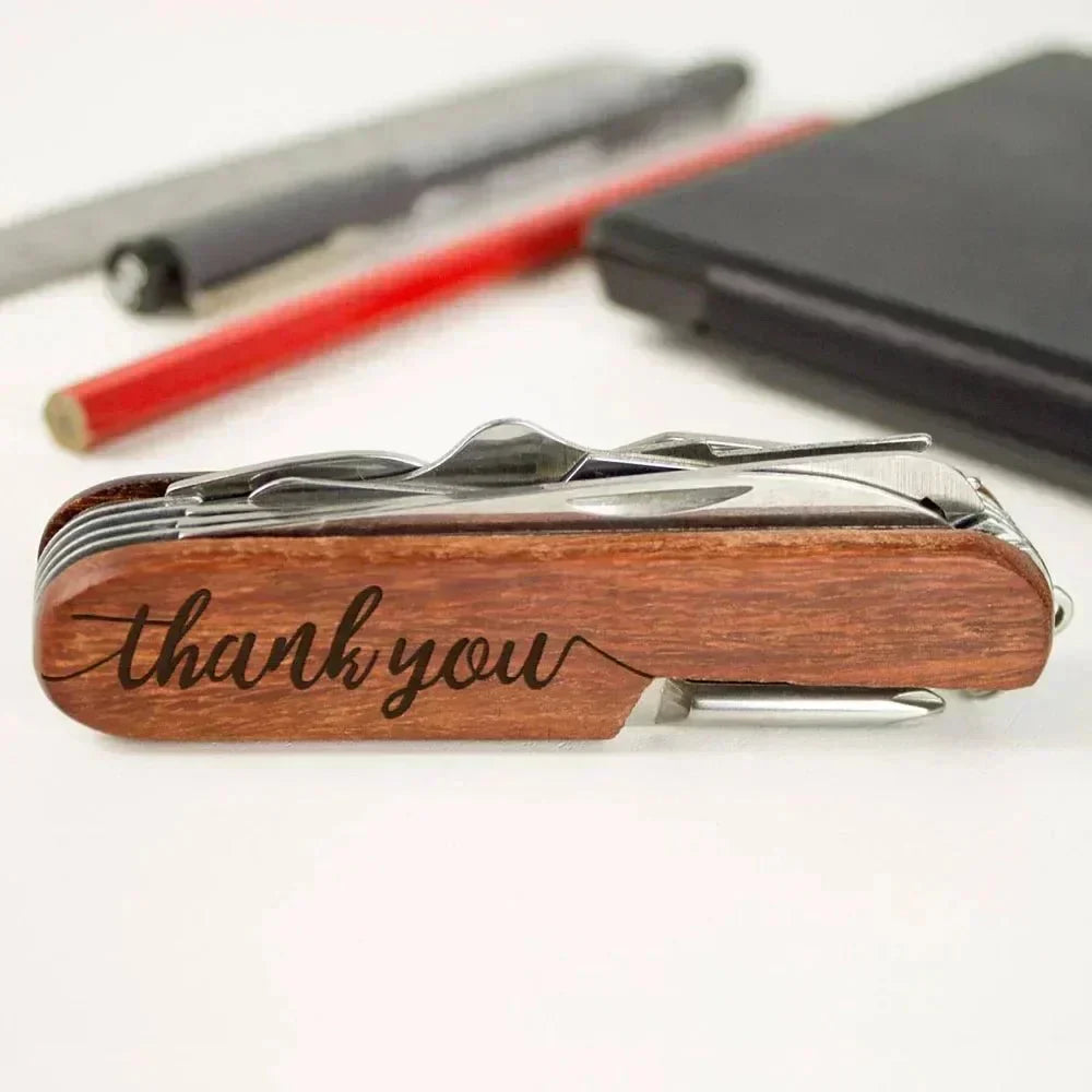 BARRELON – Personalized wooden waiter corkscrew with engraving, rosewood handle & integrated knife