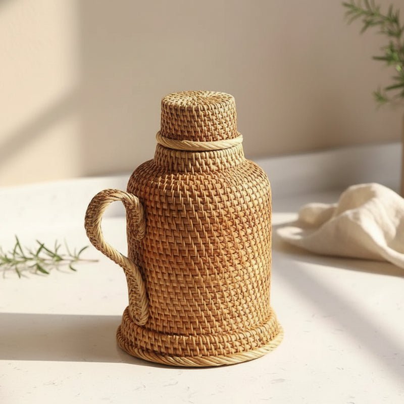 VINTAJUG – 1L insulating rattan thermos jug for hot & cold drinks