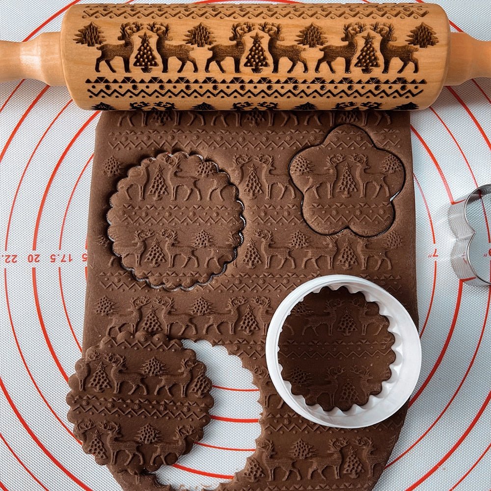 PATTERNPIN – Handmade rolling pin with decorative Christmas embossing