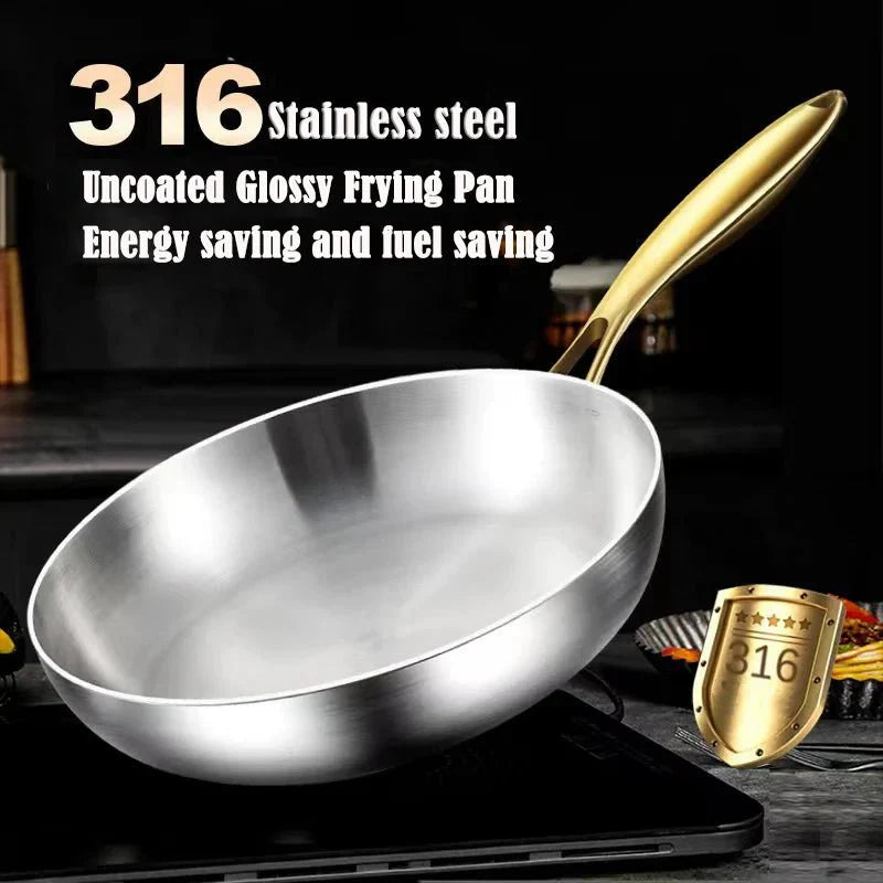 STEELTRIQ – 316 stainless steel frying pan with 7-layer design, 2 mm wall thickness and induction compatibility