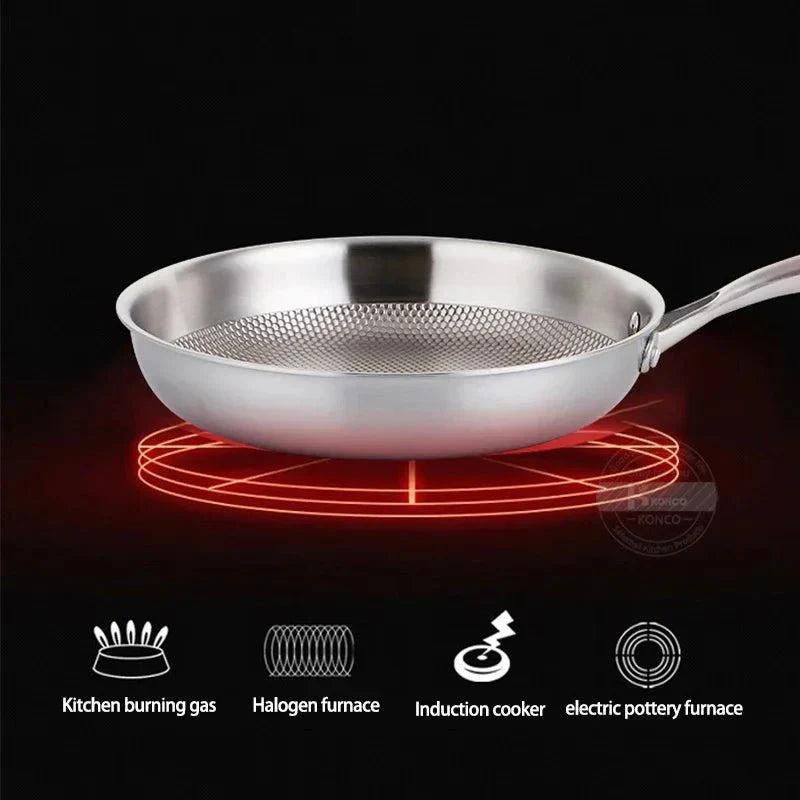 PANORIQ – 28/30 cm stainless steel 304 wok pan without coating for gas and induction stoves