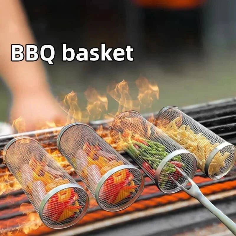 GrillCraft Rotating BBQ basket - stainless steel for even cooking
