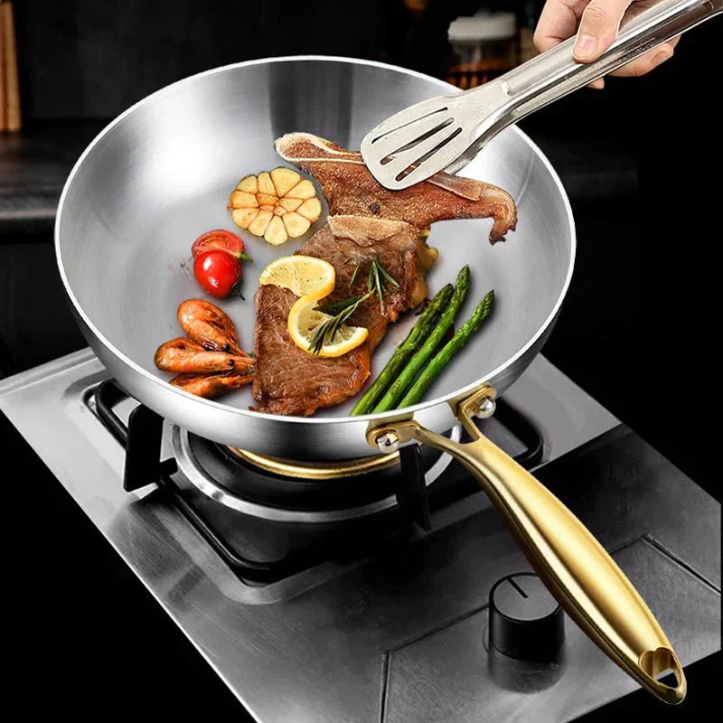 STEELTRIQ – 316 stainless steel frying pan with 7-layer design, 2 mm wall thickness and induction compatibility