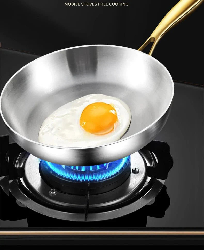 STEELTRIQ – 316 stainless steel frying pan with 7-layer design, 2 mm wall thickness and induction compatibility