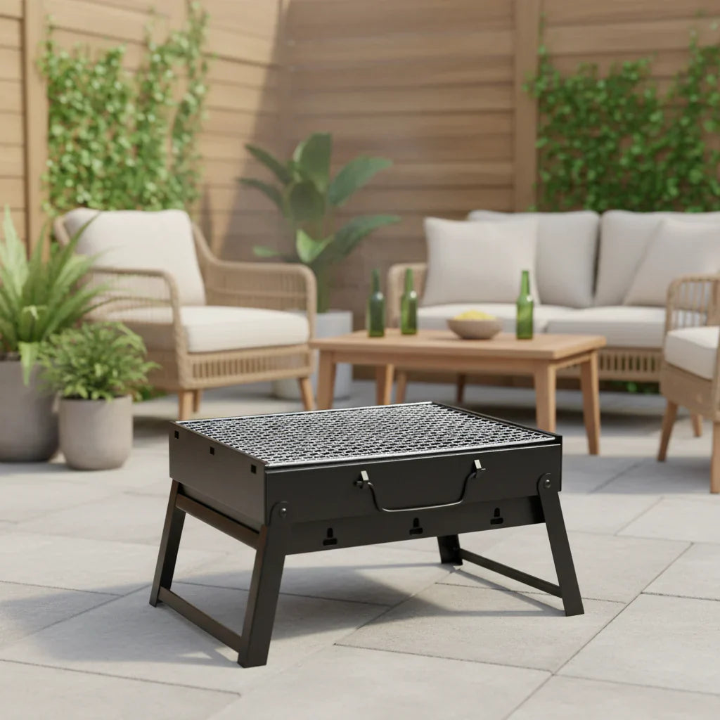 CampFlare stainless steel charcoal barbecue - Compact outdoor barbecue for travelling & camping