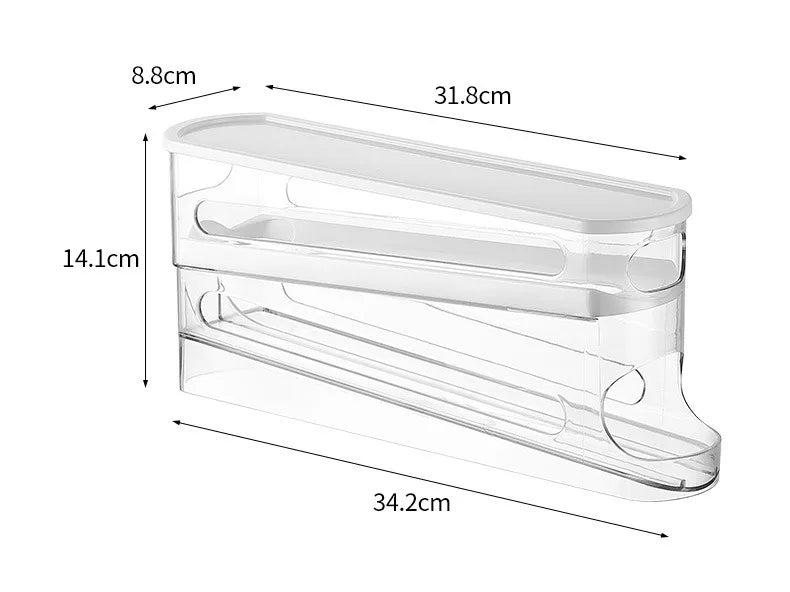 FLOWSTACK – Automatic rolling 2-layer egg organizer for refrigerators