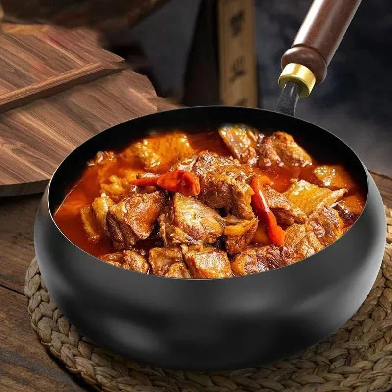 FORGIRON – Hand-forged iron pan with wooden handle and optional lid (24/28 cm)