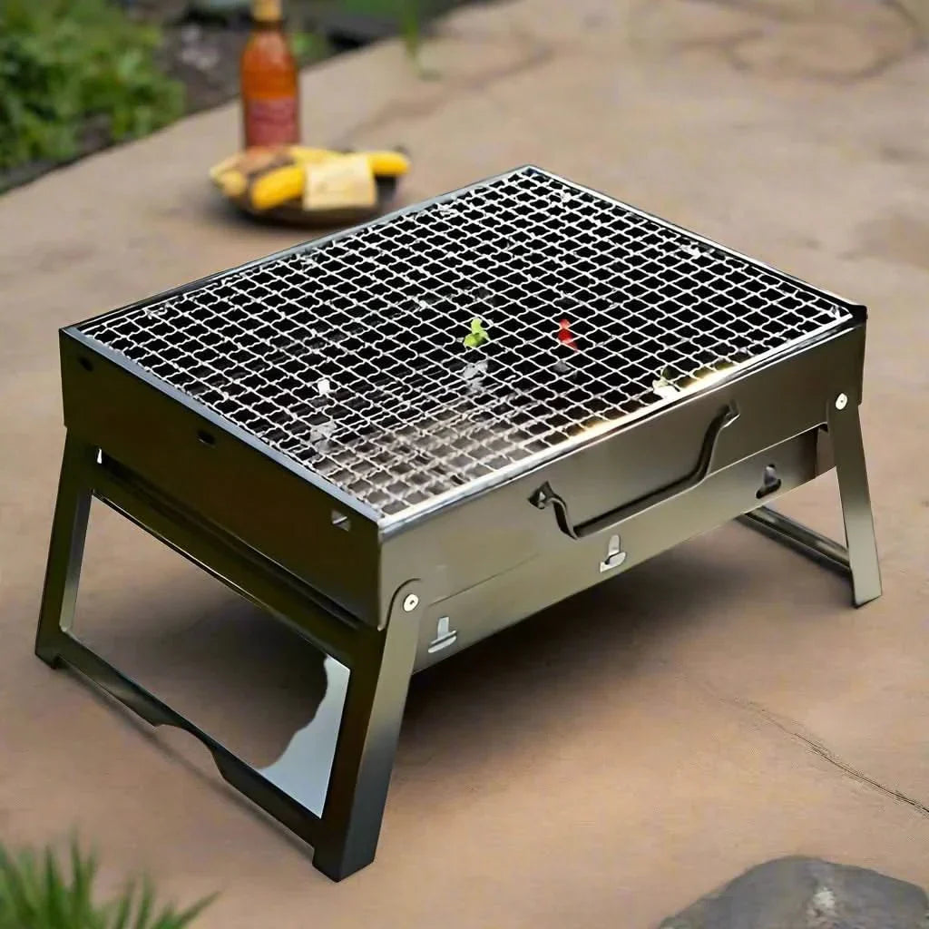 CampFlare stainless steel charcoal barbecue - Compact outdoor barbecue for travelling & camping