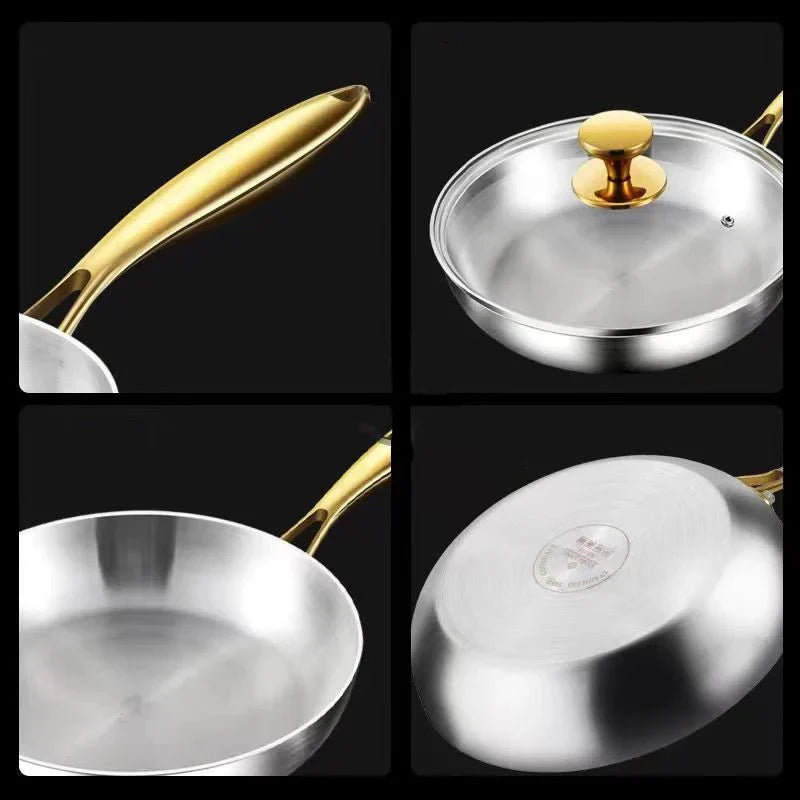 STEELTRIQ – 316 stainless steel frying pan with 7-layer design, 2 mm wall thickness and induction compatibility
