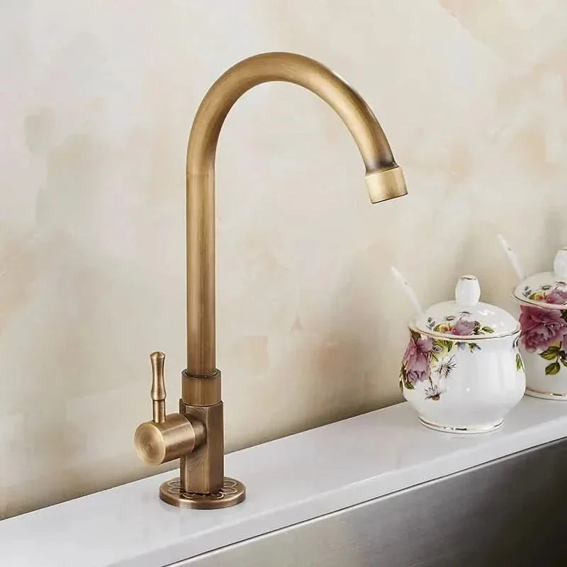 GoldenSwan Faucet – Antique Swan Neck Brass Kitchen Tap