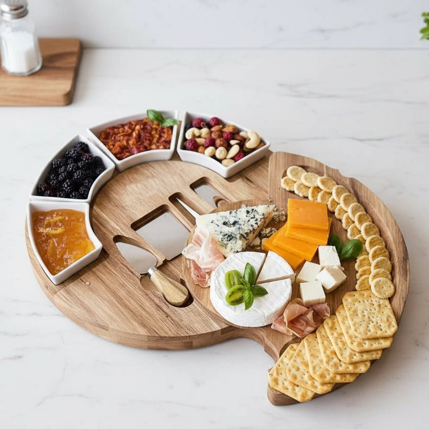 TABLEVA – Premium charcuterie board set made of acacia wood for serving and entertaining
