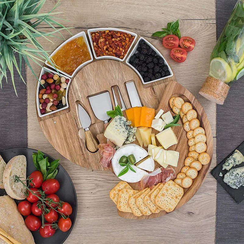TABLEVA – Premium charcuterie board set made of acacia wood for serving and entertaining