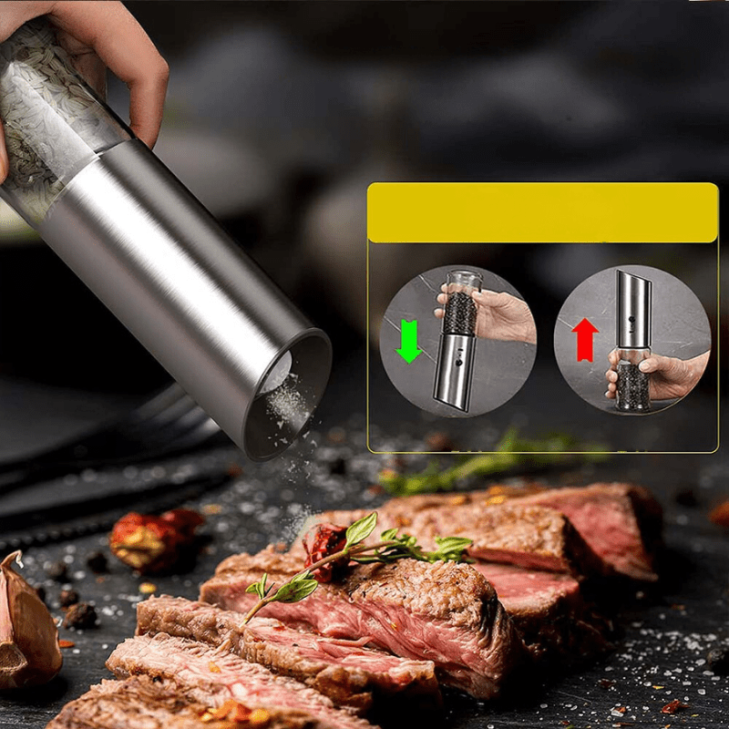 SPICEPULSE – Rechargeable Stainless Steel Electric Pepper Mill for Easy Seasoning