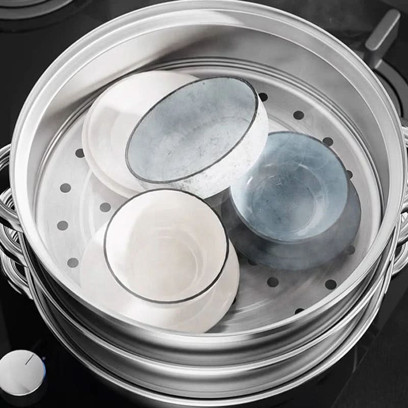 VAPORCRAFT – 3-tier stainless steel steamer with glass lid