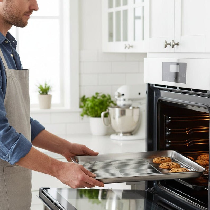 BAKESMART – Stainless Steel Baking Sheet Set with Removable Cooling Rack