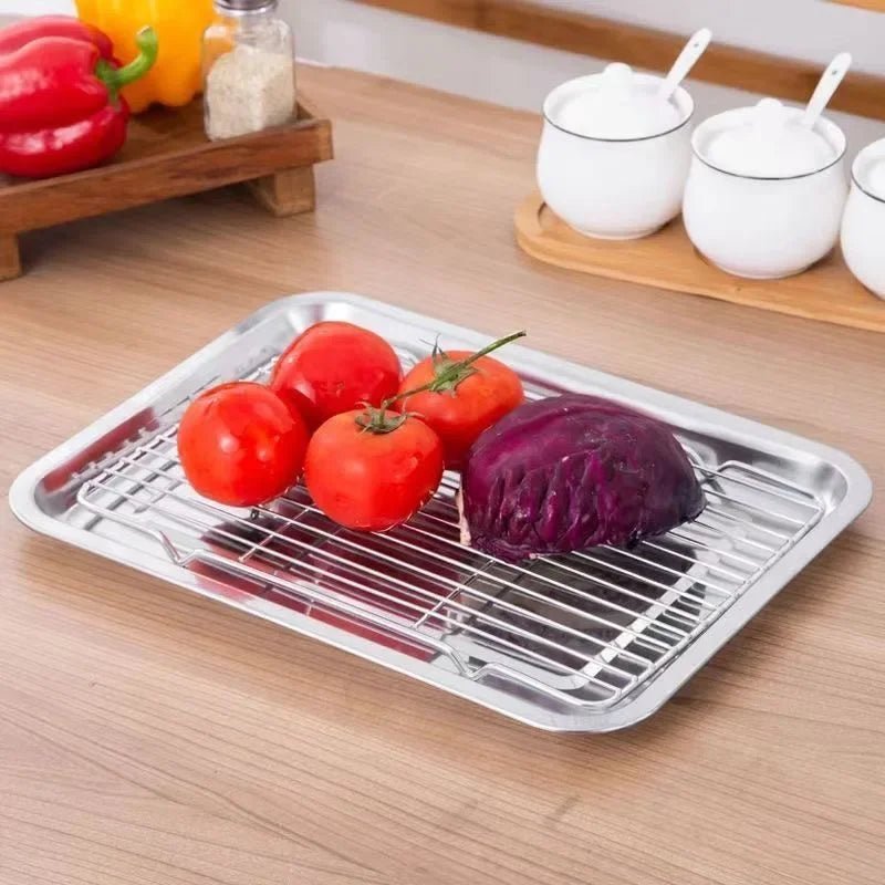 BAKESMART – Stainless Steel Baking Sheet Set with Removable Cooling Rack