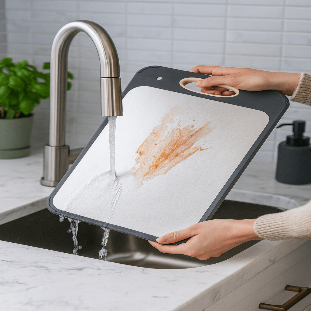 IRON BASE – Double-sided cutting board made of stainless steel for hygienic work