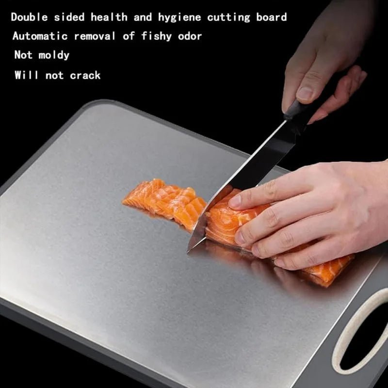 IRON BASE – Double-sided cutting board made of stainless steel for hygienic work