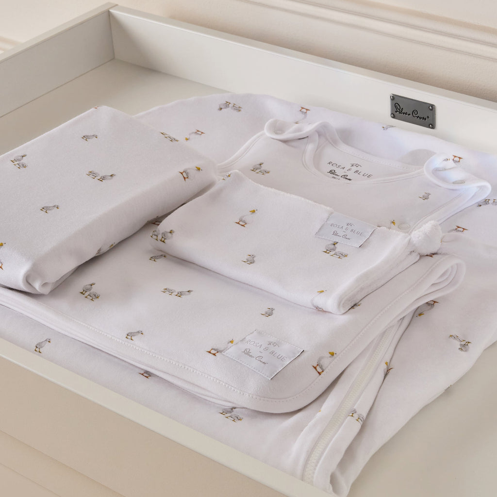 Silver Cross x Rosa and Blue Cot Bed Starter Bedding Set | Duck Print