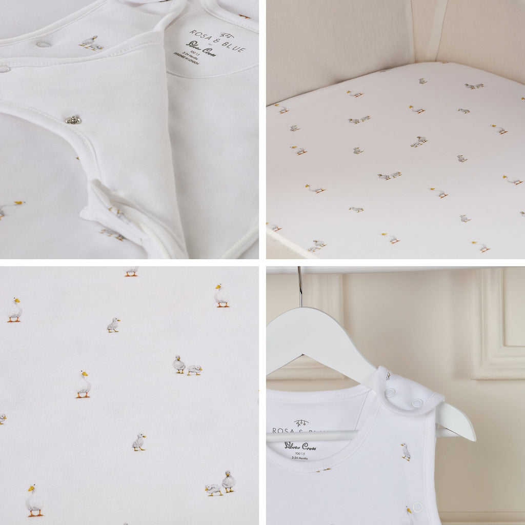 Silver Cross x Rosa and Blue Cot Bed Starter Bedding Set | Duck Print