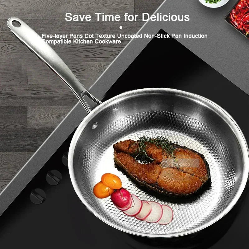 PANORIQ – 28/30 cm stainless steel 304 wok pan without coating for gas and induction stoves