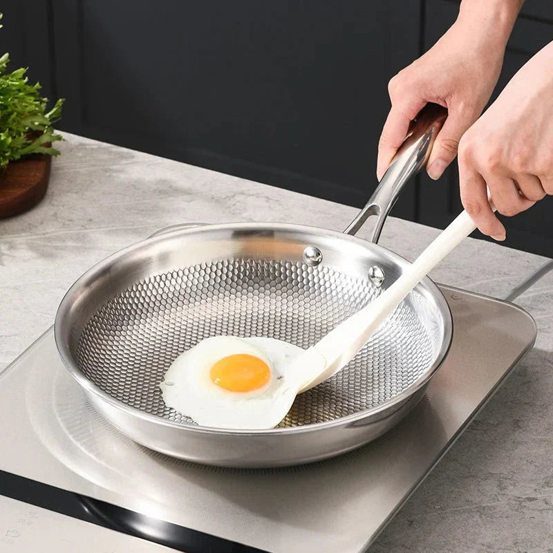 PANORIQ – 28/30 cm stainless steel 304 wok pan without coating for gas and induction stoves