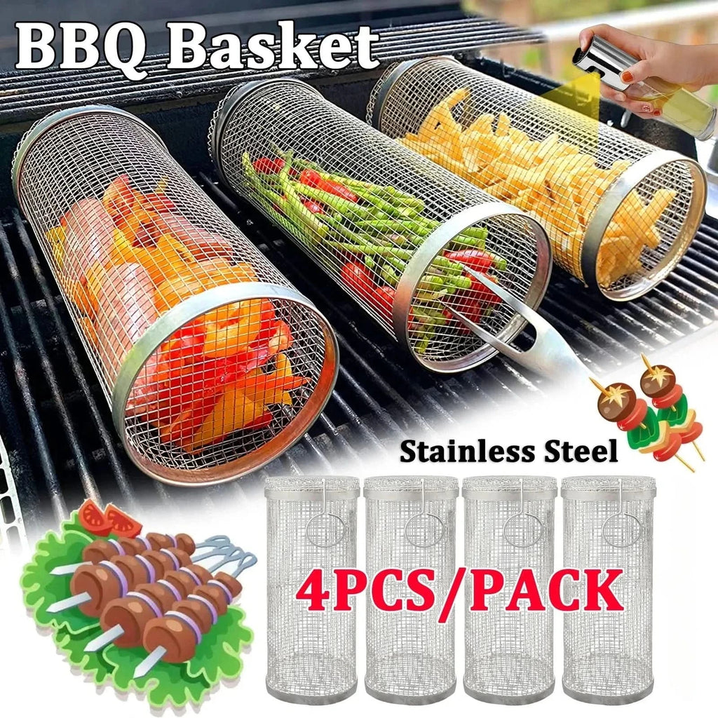 GrillCraft Rotating BBQ basket - stainless steel for even cooking