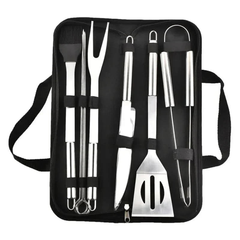 GrillMaster stainless steel utensil set - premium barbecue tools for outdoor use