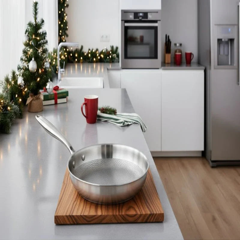 PANORIQ – 28/30 cm stainless steel 304 wok pan without coating for gas and induction stoves