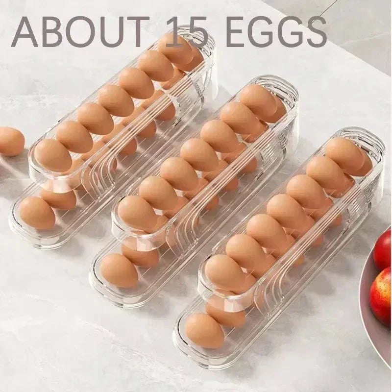FLOWSTACK – Automatic rolling 2-layer egg organizer for refrigerators