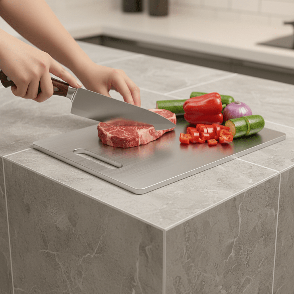 PRISMSTEEL – Titanium Stainless Steel Cutting Board for Clean & Hygienic Preparation