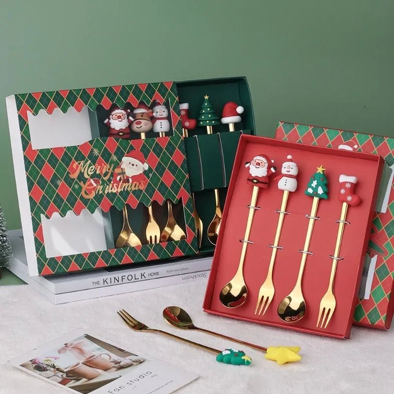 FESTIFORK – Creative Christmas Spoon & Fruit Fork Set for Coffee & Desserts