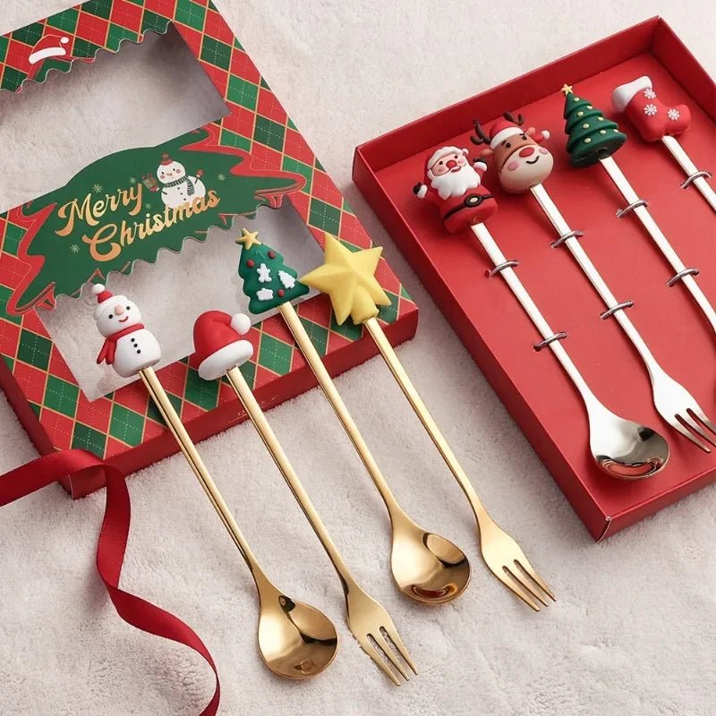 FESTIFORK – Creative Christmas Spoon & Fruit Fork Set for Coffee & Desserts