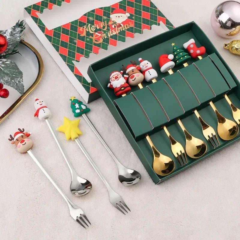 FESTIFORK – Creative Christmas Spoon & Fruit Fork Set for Coffee & Desserts