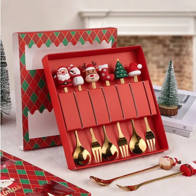 FESTIFORK – Creative Christmas Spoon & Fruit Fork Set for Coffee & Desserts
