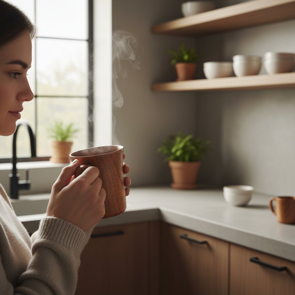 NATURESIP – Unique Natural Wood Coffee & Beer Mug for Hot and Cold Drinks