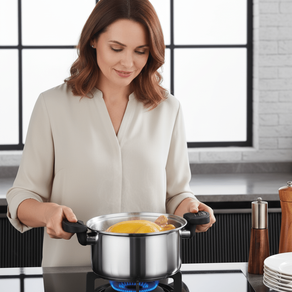 STEELPRESS – Compact stainless steel pressure cooker for quick meals anywhere