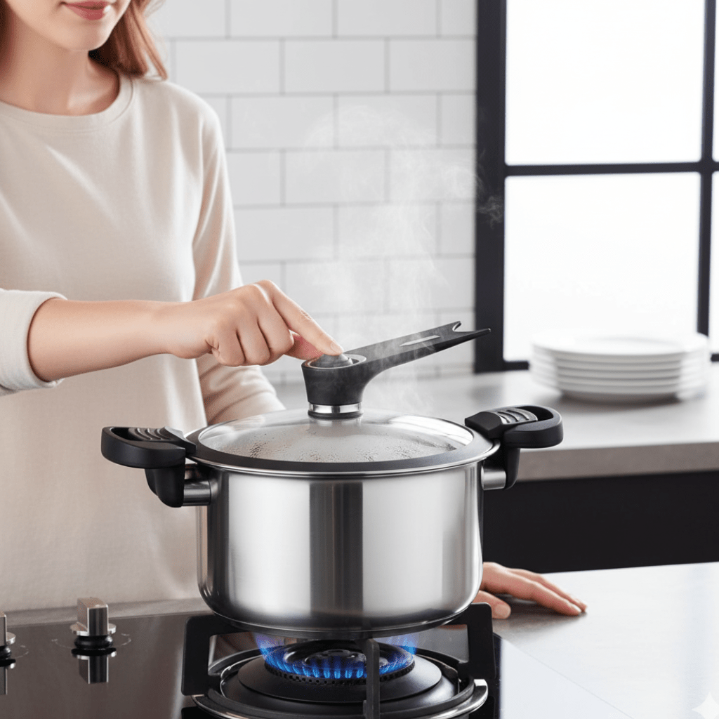 STEELPRESS – Compact stainless steel pressure cooker for quick meals anywhere