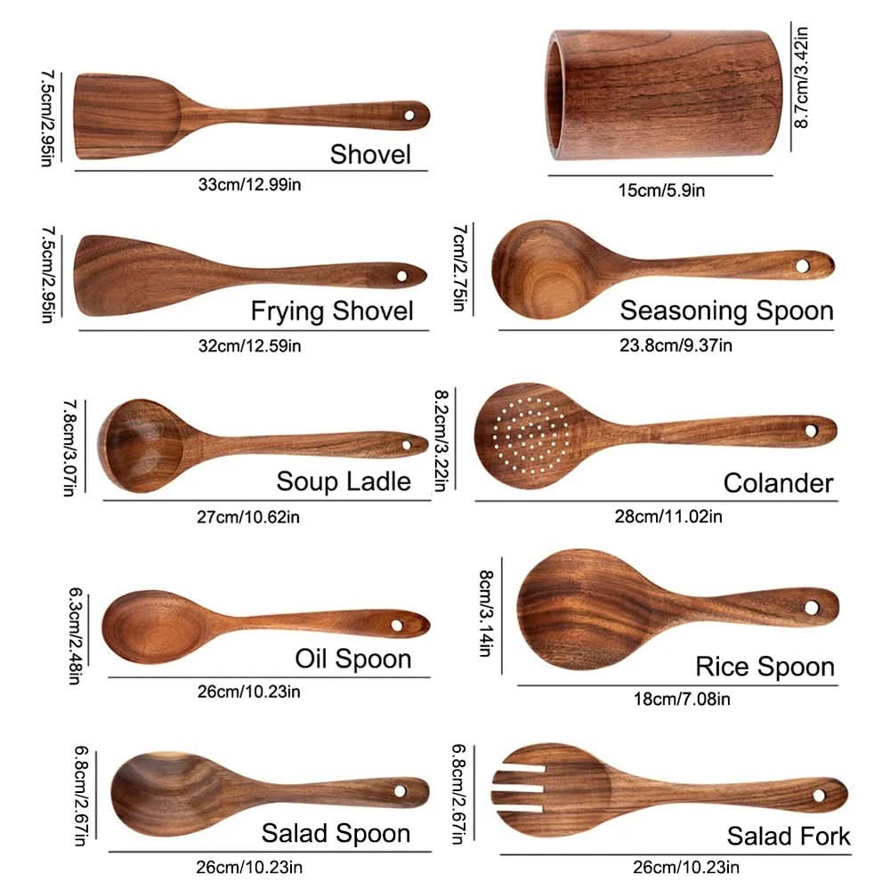Teak kitchen utensil set - Elegant cooking utensils for modern kitchen gadgets