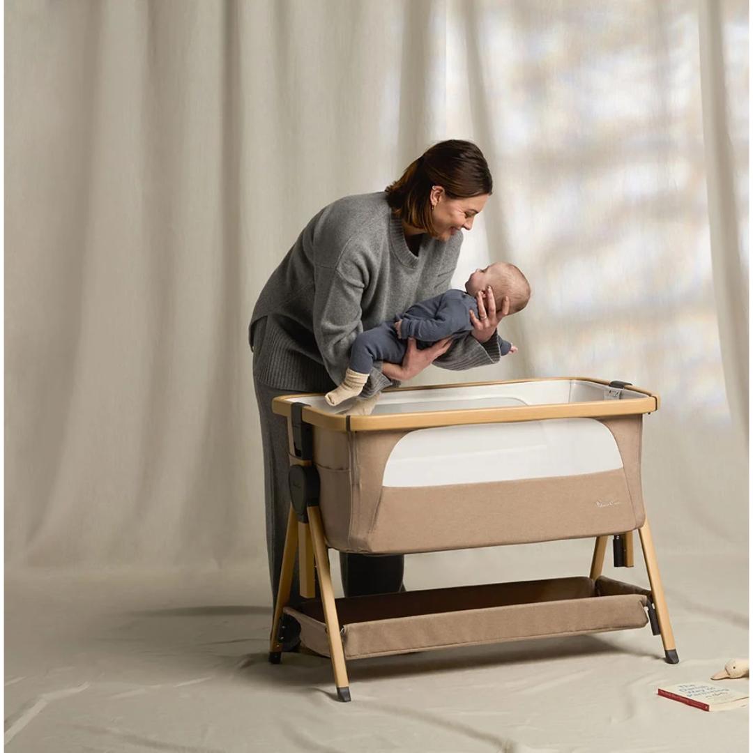 Silver Cross Lunar Bedside Crib - Oatmeal