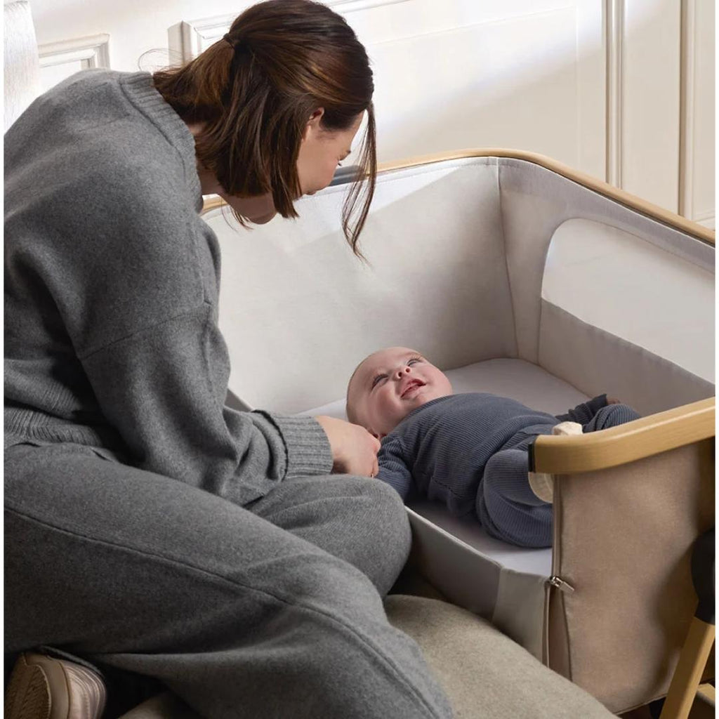Silver Cross Lunar Bedside Crib - Oatmeal