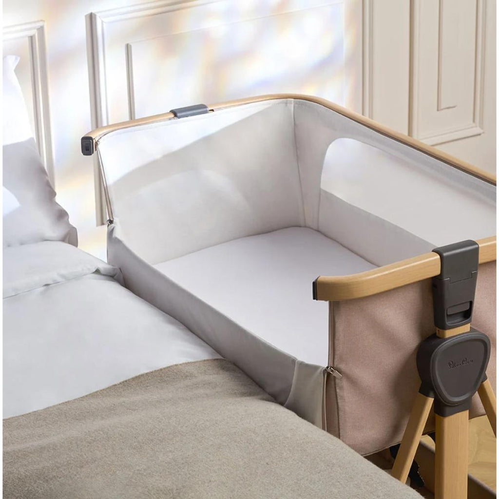Silver Cross Lunar Bedside Crib - Oatmeal