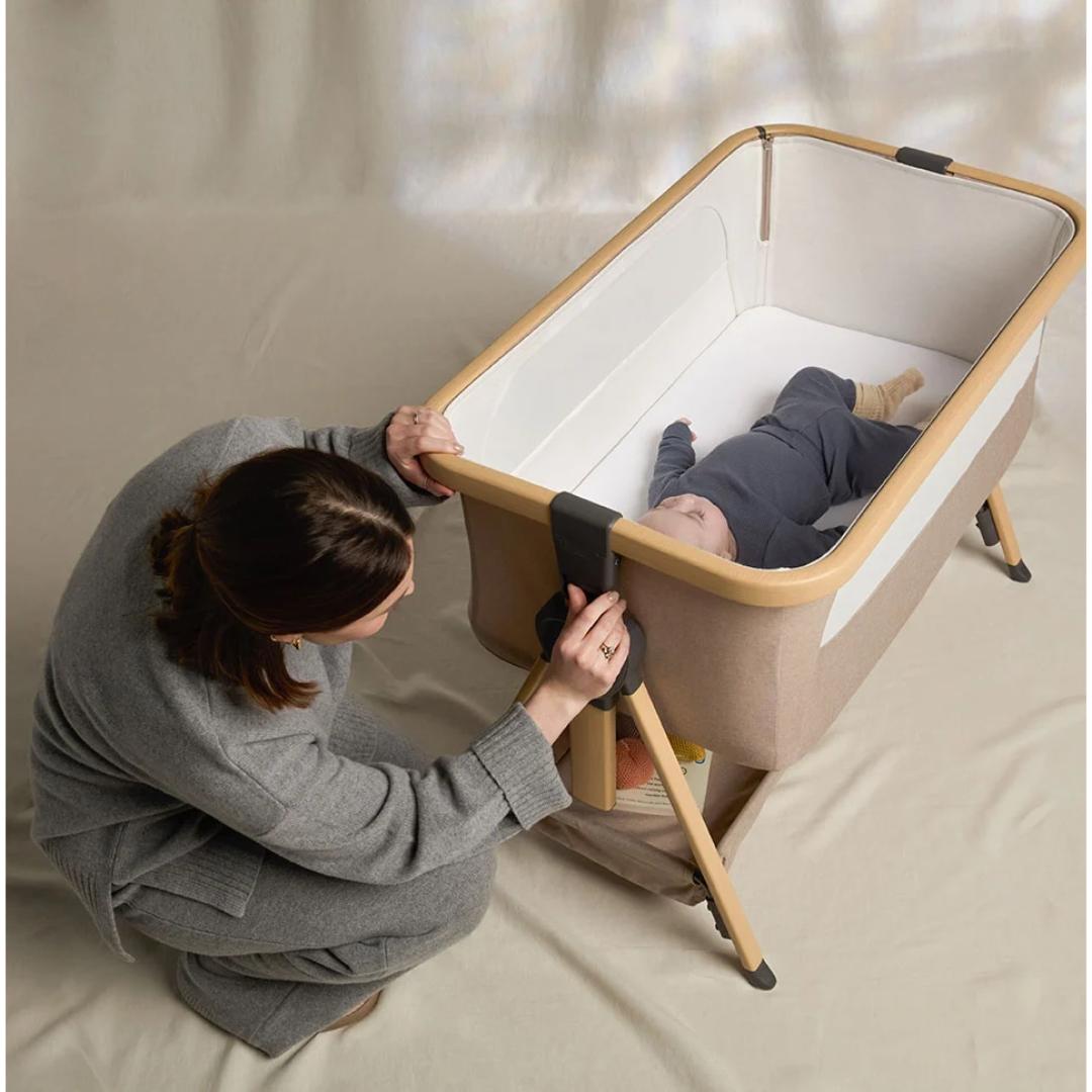 Silver Cross Lunar Bedside Crib - Oatmeal